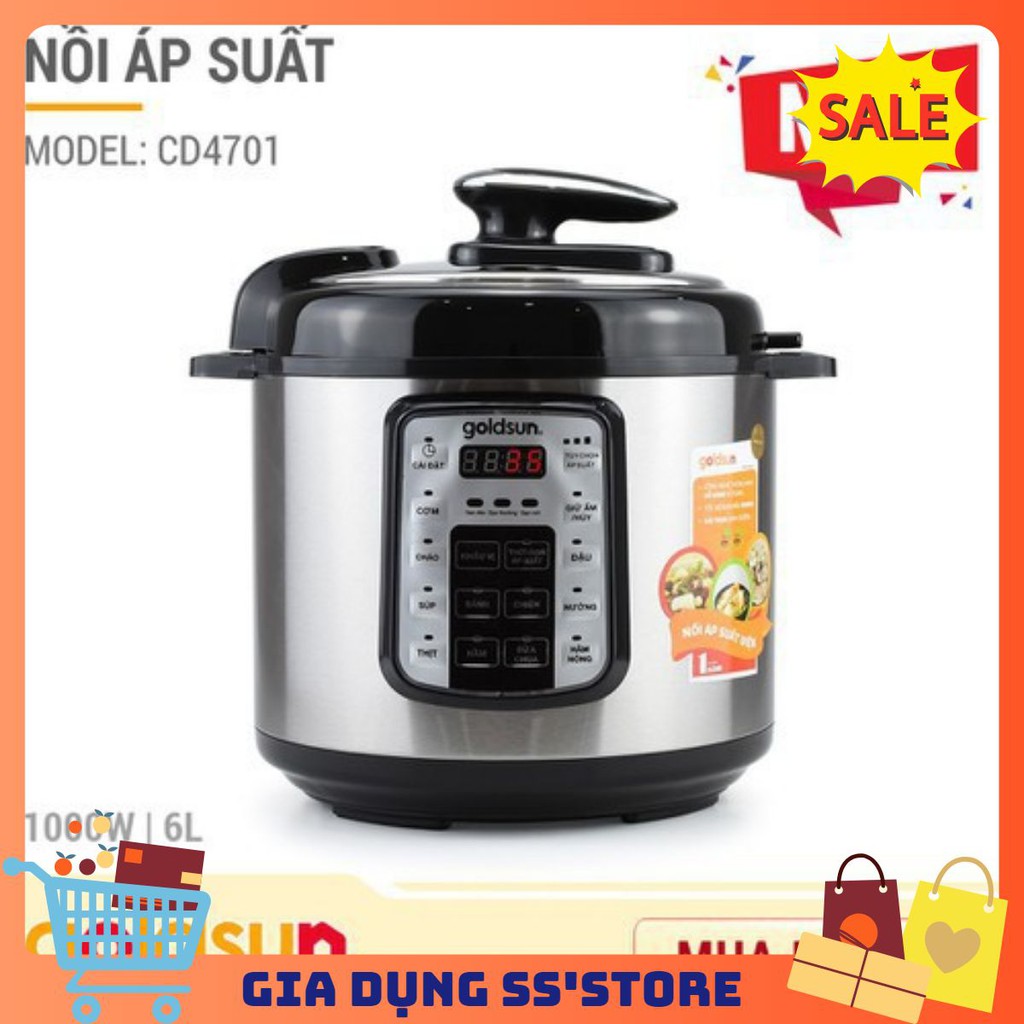 ️Nồi áp suất 🎉FREESHP️🎉 Nồi áp suất điện tử đa năng GOLDSUN CD4701 Dung tích 6L