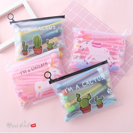 [XẢ KHO GIÁ SỐC] Combo 20 Bút Bi Nước Hình Thú Siêu Cute Túi Zip Unicorn