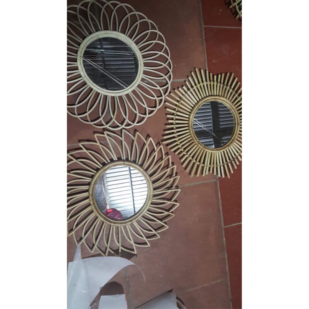 Gương Mây Treo Tường, Gương Soi Treo Tường Decor Đẹp Thiết Kế Đan Mây Thủ Công