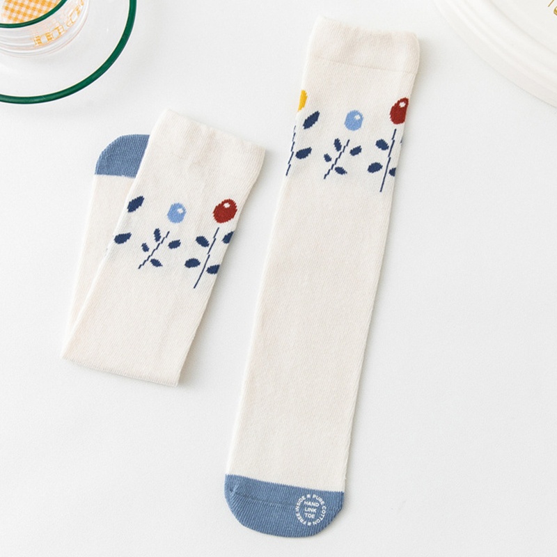 HAN Baby Children Kids Middle Tube Socks Flower Printed Spring Autumn Warm Stocking Knee High Tube Sox for Kids Boys Gir