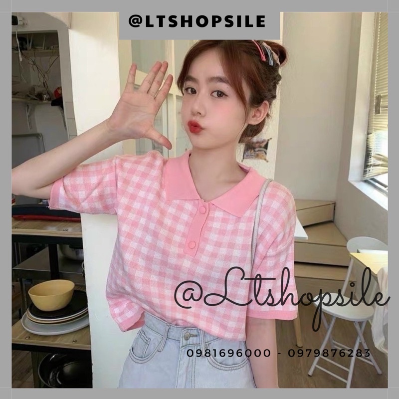 Áo len nữ cổ đức nhiều màu vintage kẻ ô cực xinh