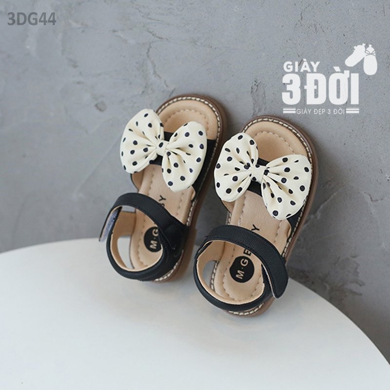 Sandal Nơ Chấm Bi Trắng Bé Gái 3DG44 GIAY3DOI Form To Lòng Dép 14.5-19.7cm Siêu Nhẹ Siêu Xinh