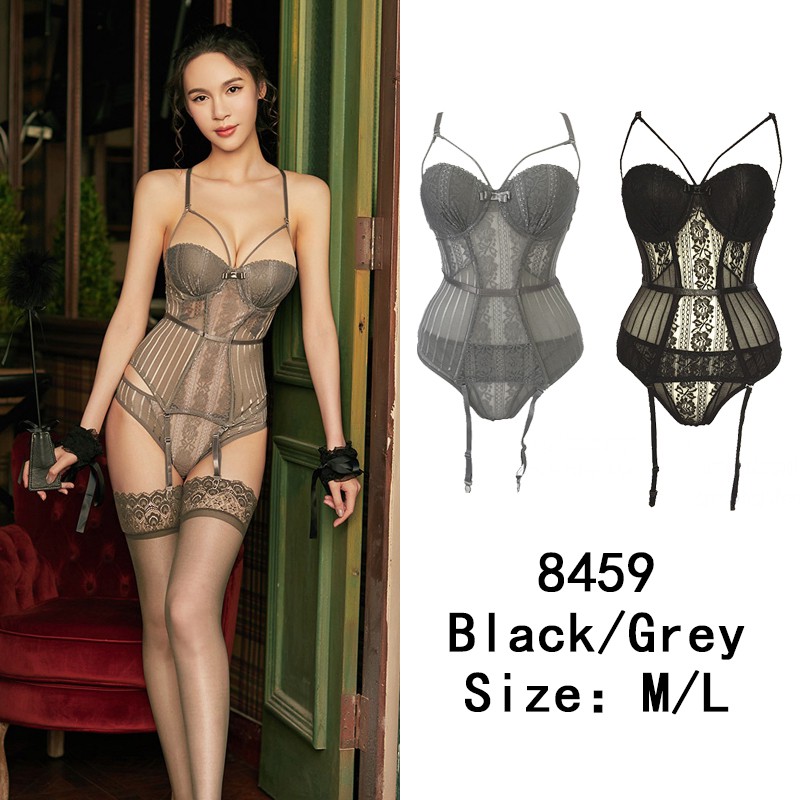 đồ ngủ sexy Woman Night Passion Erotic Gather Corset Uniform Lingerie Set with Thong
