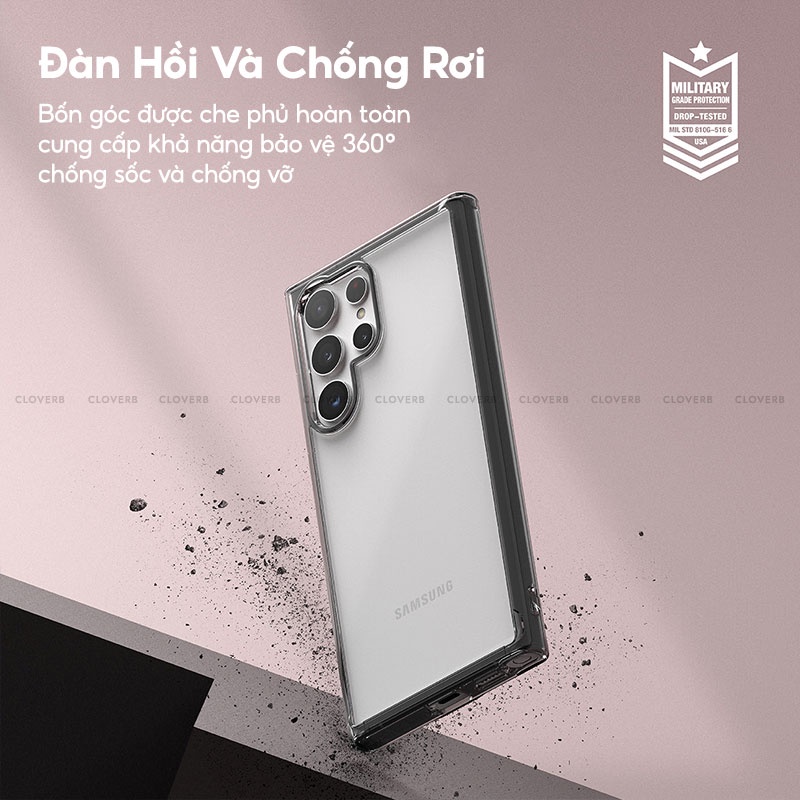 Ốp Lưng Trong Suốt Ringke Fusion Series Túi Khí Chống Sốc Viền Bảo Vệ Camera Chống Ố Vàng Cho Samsung S22 Ultra Cloverb