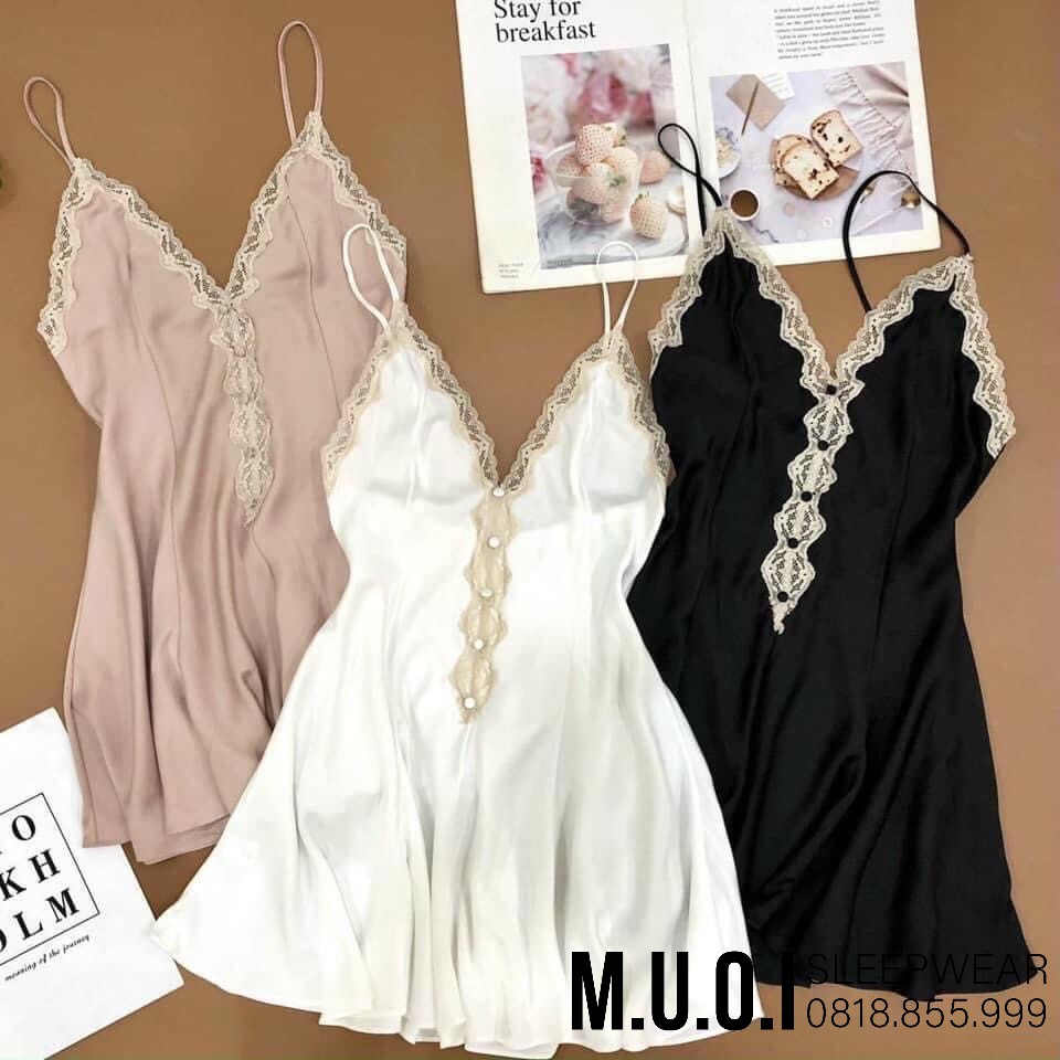 [FREESHIP] Váy ngủ lụa hai dây lụa satin sexy cao cấp SX 97  - Đầm mặc nhà gợi cảm quyến rũ QUẢNG CHÂU - Hàng có sẵn