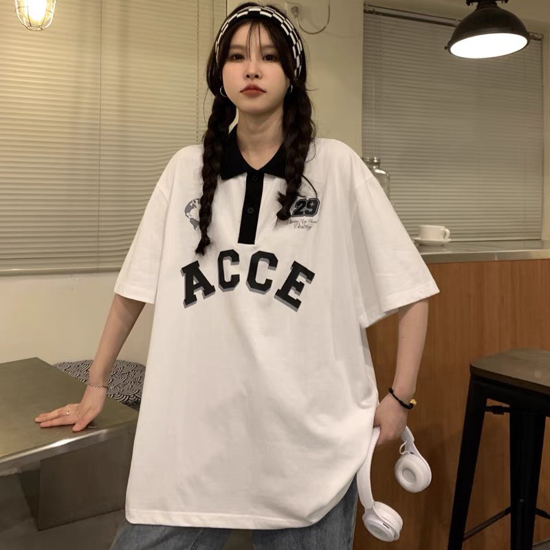 Áo Thun Polo Nam Nữ  Form Rộng Phối Cổ ACCE Vải Dày Mịn Thoáng Mát Thiết Kế Thời Trang Kiểu Dáng Năng Động