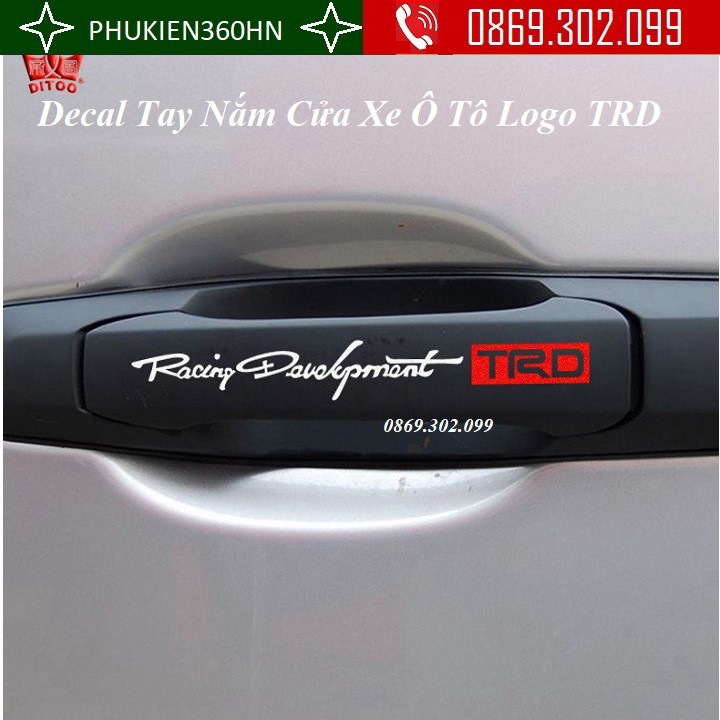 Bộ 4 Chữ Decal Dán Tay Nắm Cửa Xe Ô Tô Logo TRD