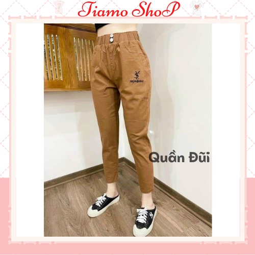 Quần Đũi Thái Cạp Chun, Quần Thô Đũi Thêu Chữ Chất Đẹp Tôn Dáng Tiamo