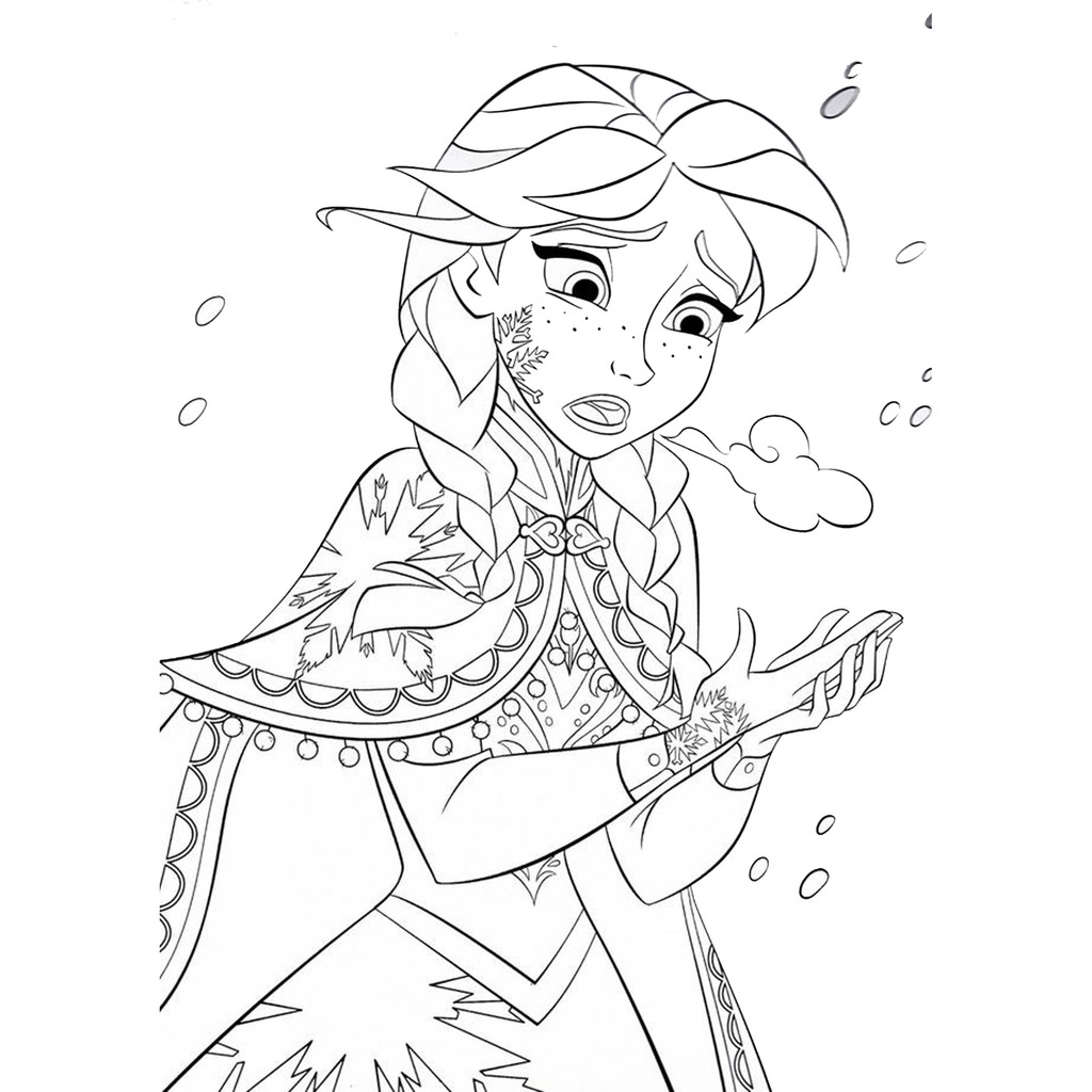 Bộ 10 Tranh tô màu sáp, màu nước Elsa và Anna cho bé tập tô sáng tạo khổ A4