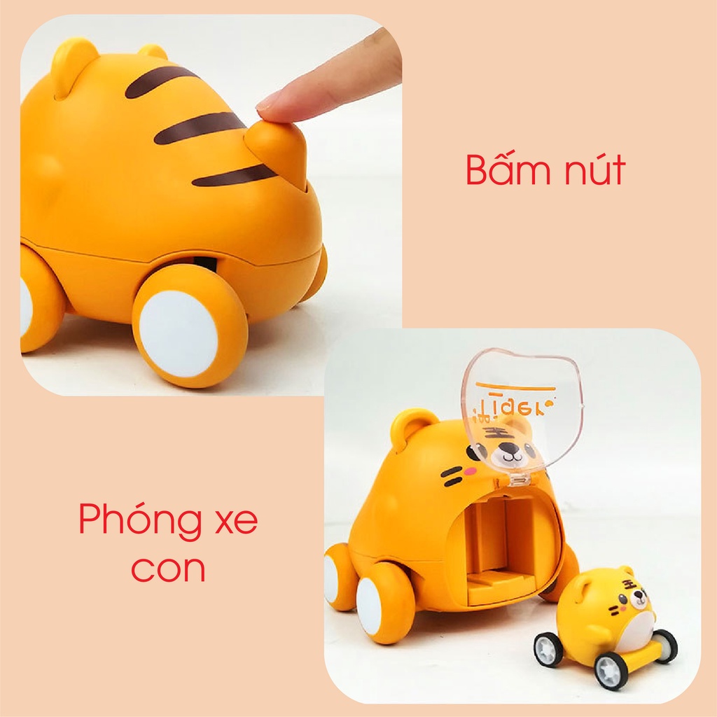 Xe Ô Tô Đồ Chơi Mẹ Ôm Con Hình Thú Hổ Vàng Gấu Nâu Chó Trắng Ngộ Nghĩnh Đáng Yêu Cho Bé