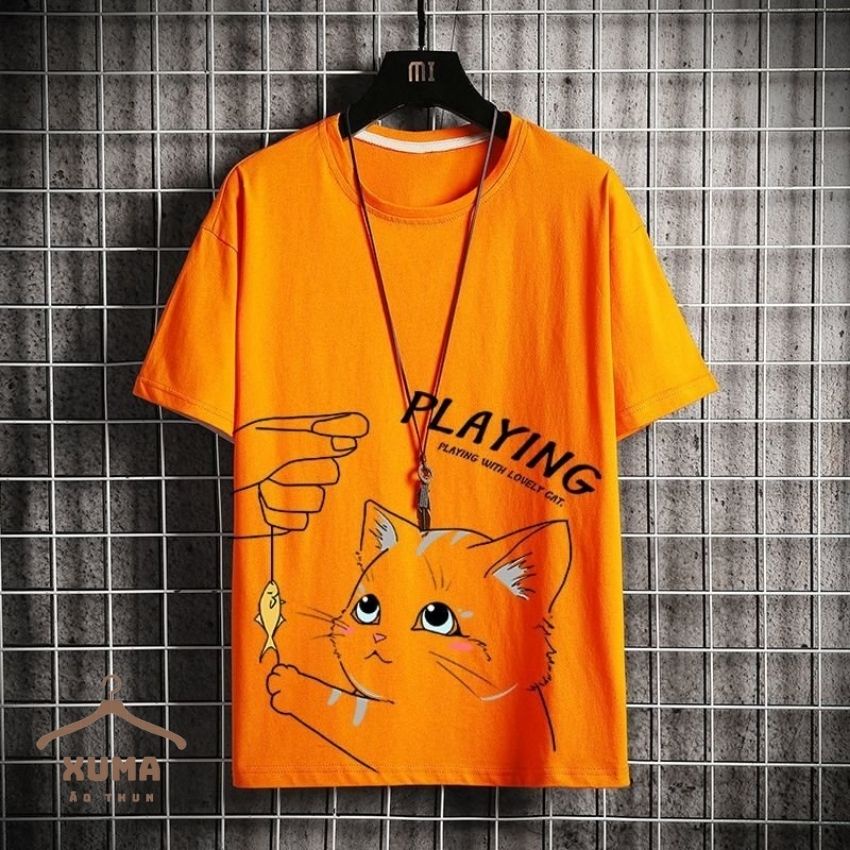 [ FREE SHIP ] Áo phông áo thun nam tay ngắn cổ tròn chất thun lạnh co giãn 4 chiều hình mèo xuma