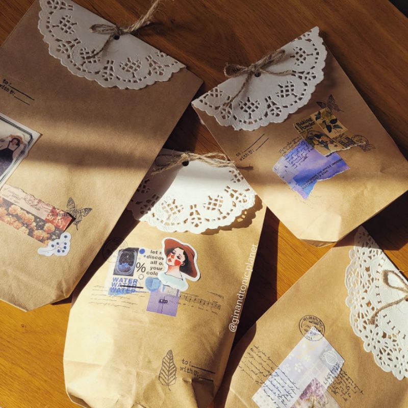 Túi giấy quà tặng vintage trang trí theo phong cách bullet journal - ginandtonic