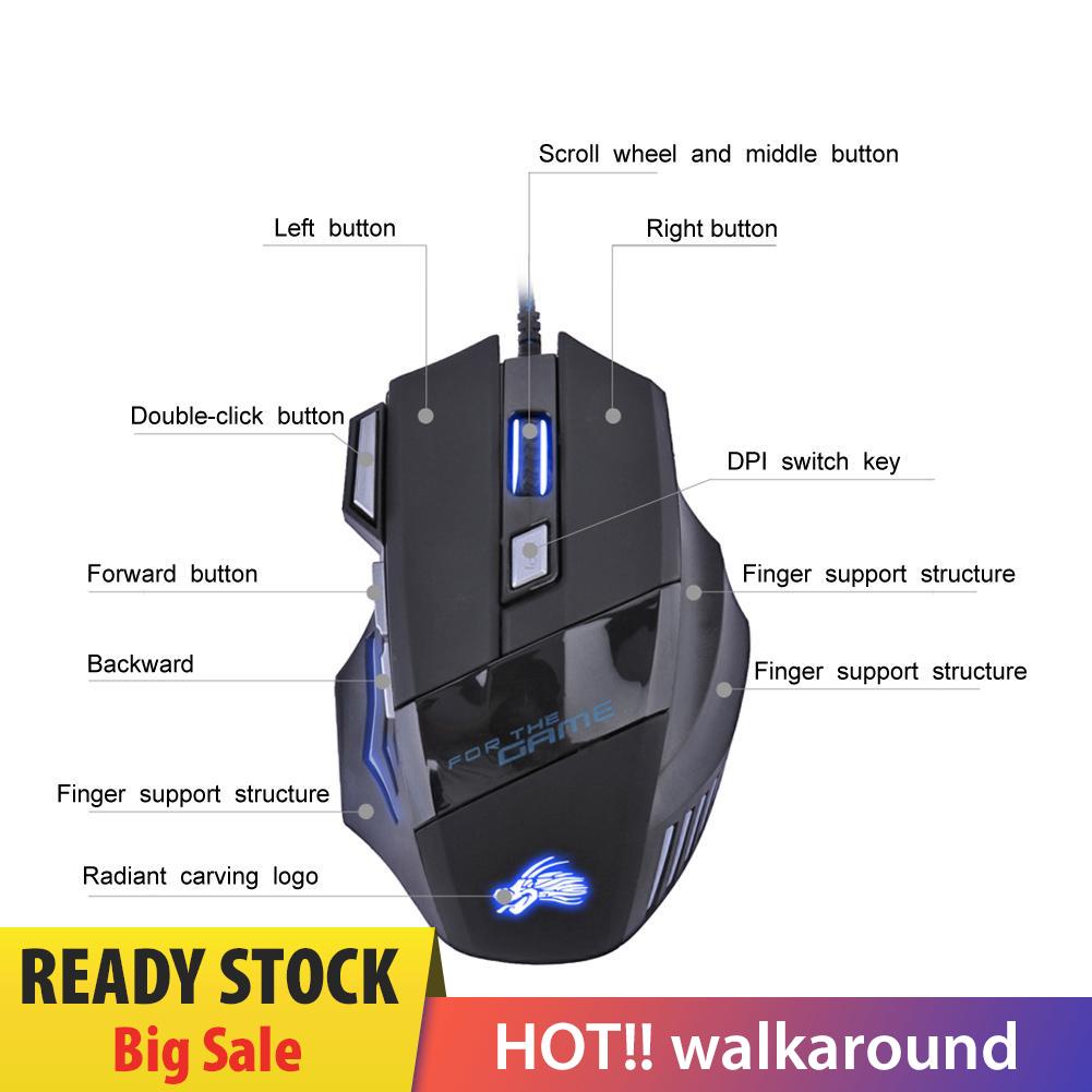 Chuột Quang Chơi Game Có Dây 5500dpi 7 Nút Bấm