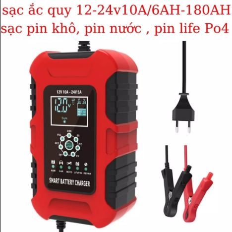 Bộ nạp bình ắc quy Điện tử 12V10A_ 24V 5A FOXSUR có khử sunfat thông minh tự ngăt khi đầy chống ngược cực