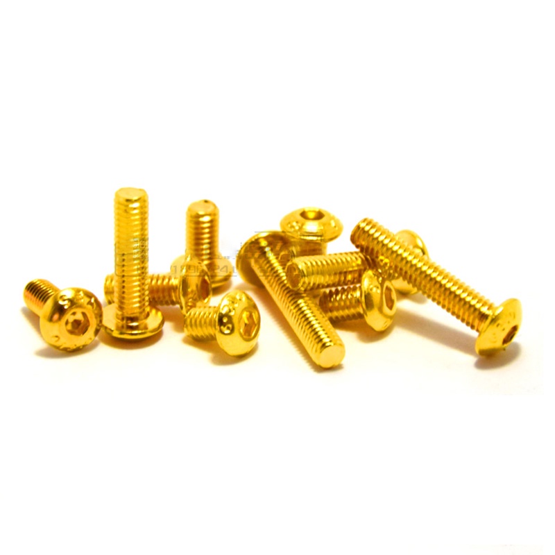 Set 10 Ốc Vít Đầu Lục Giác Tròn Mạ Titan M2 M2.5 M3 M4 M5 Chuyên Dụng