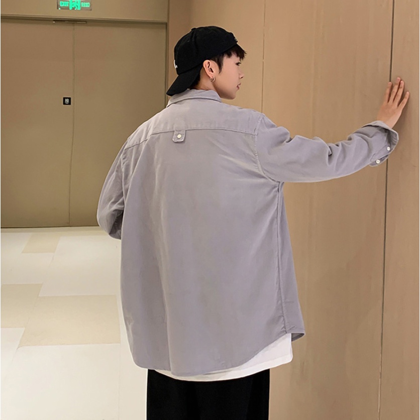 Áo Sơ Mi Dài Tay Thời Trang sơ mi nữ form rộng Theo áo sơ mi unisex Phong Cách Hàn Quốc áo sơ mi nam bông áo sơ mi nhung tăm nam