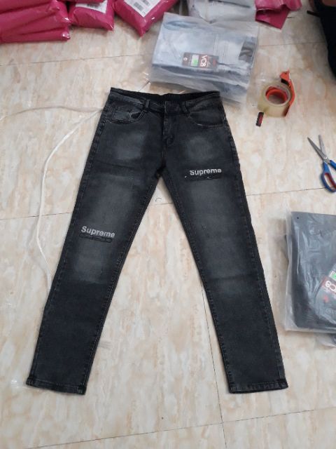 Quần jean nam xám xước wash Supreme 9363 có kèm ảnh thật lun ạ | BigBuy360 - bigbuy360.vn