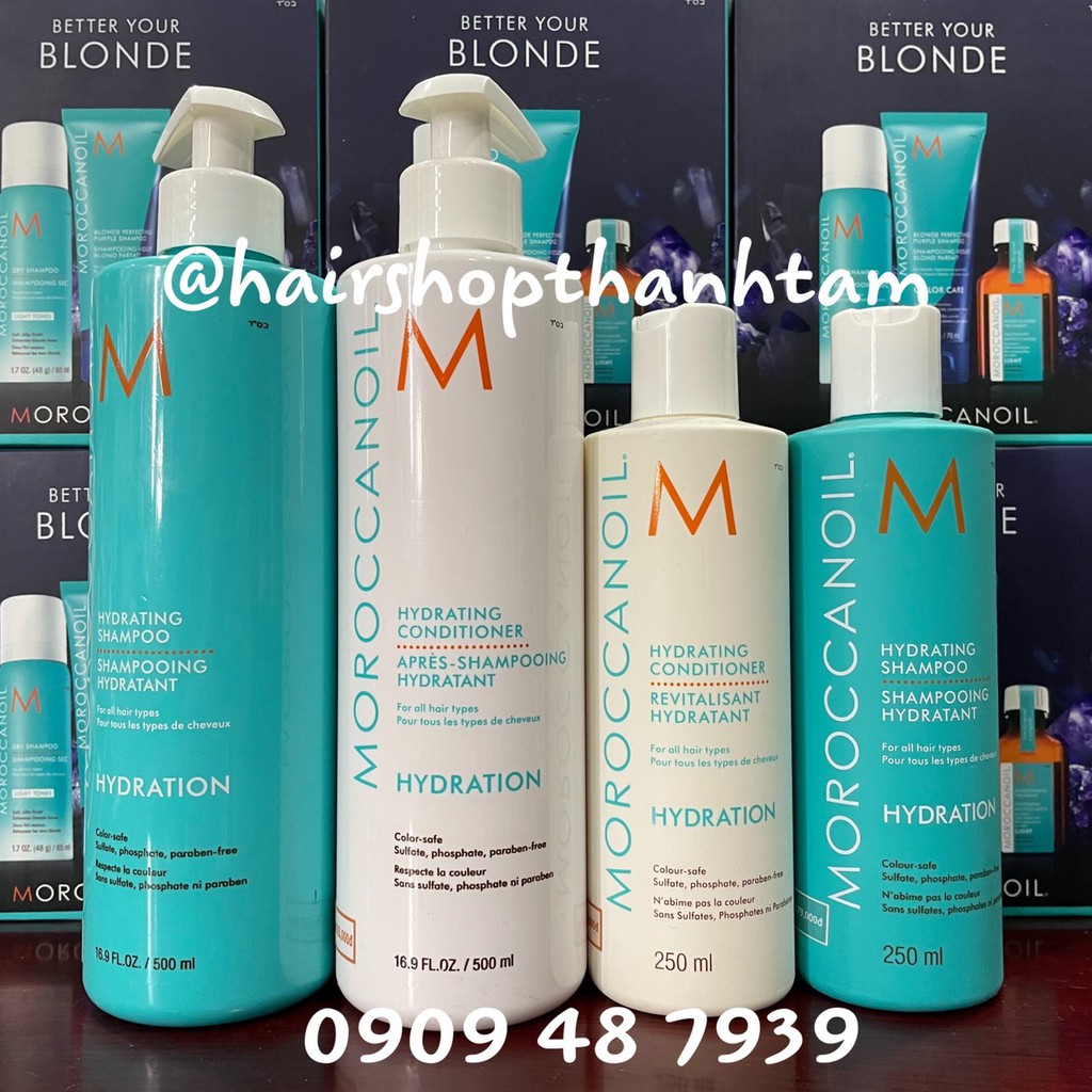 Bộ sản phẩm phục hồi dưỡng ẩm, tái tạo tóc hư tổn Moroccanoil Hydration