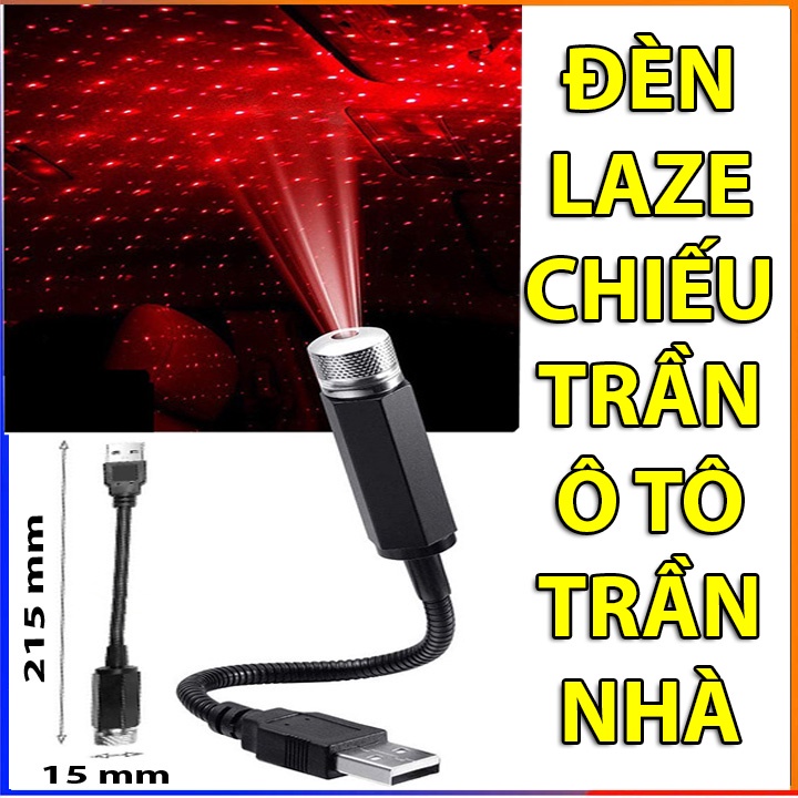 Đèn chiếu trần xe hơi, ô tô, trang trí nội thất, hiệu ứng bầu trời đầy sao cắm USB