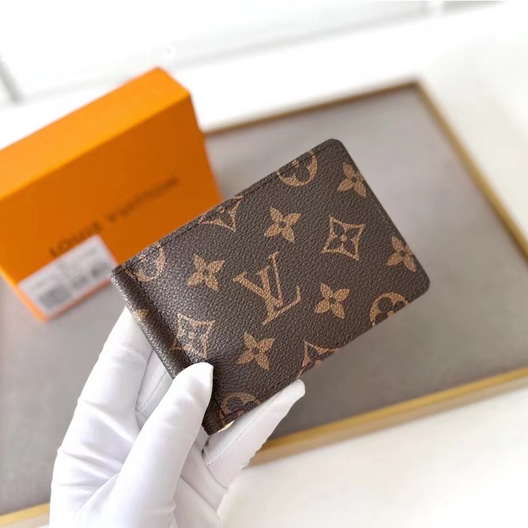 Sẵn sàng giao hàng 100% nguyên bản chính hãng Louis Vuitton LV nam và nữ Kẹp vé monogram mới M66543 Hộp đựng đô la Mỹ