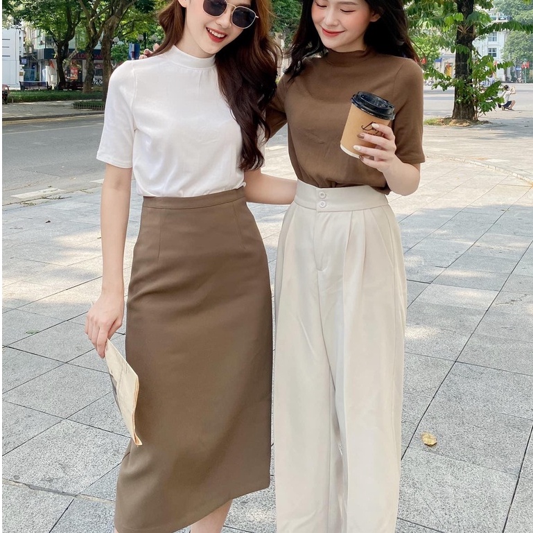 Chân váy dài chân váy midi phong cách vintage Hàn Quốc dáng chữ A nhẹ tôn dáng cực đỉnh
