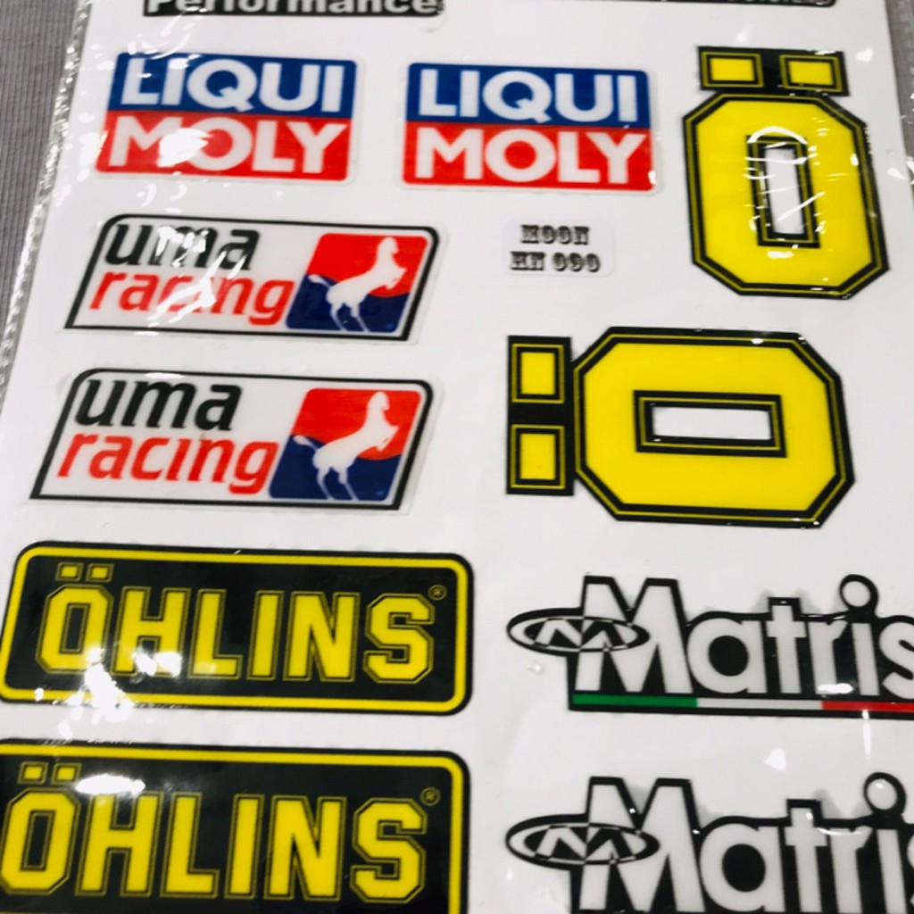 [Mã LIFEAU5SALE giảm 20k đơn 50k] Nguyên Tấm Tem nổi giá sỉ dán xe máy nhiều logo Galfer Liqui Moly Ohlins ... sắc nét