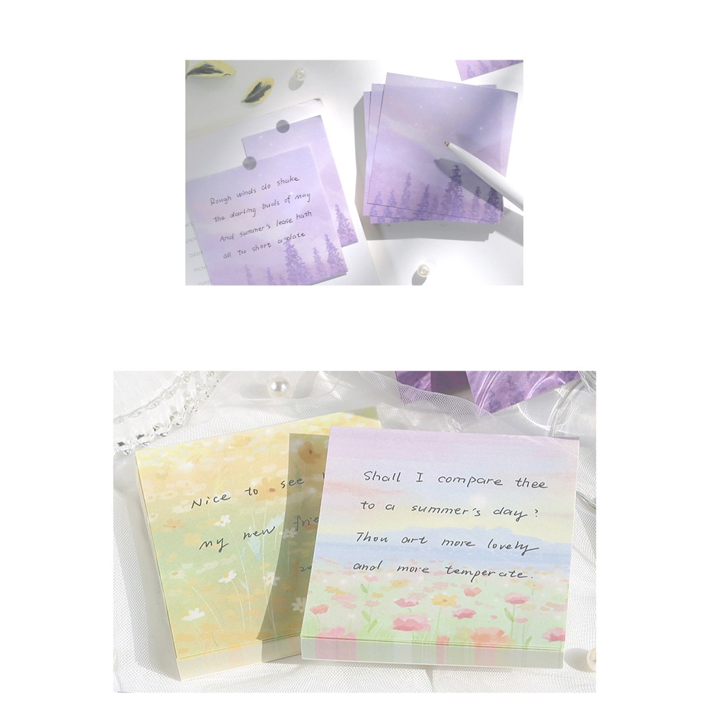 Giấy note vintage 100 tờ giấy nhớ ghi chú dễ thương trang trí sổ planner làm bullet journal dụng cụ dán Secret Garden