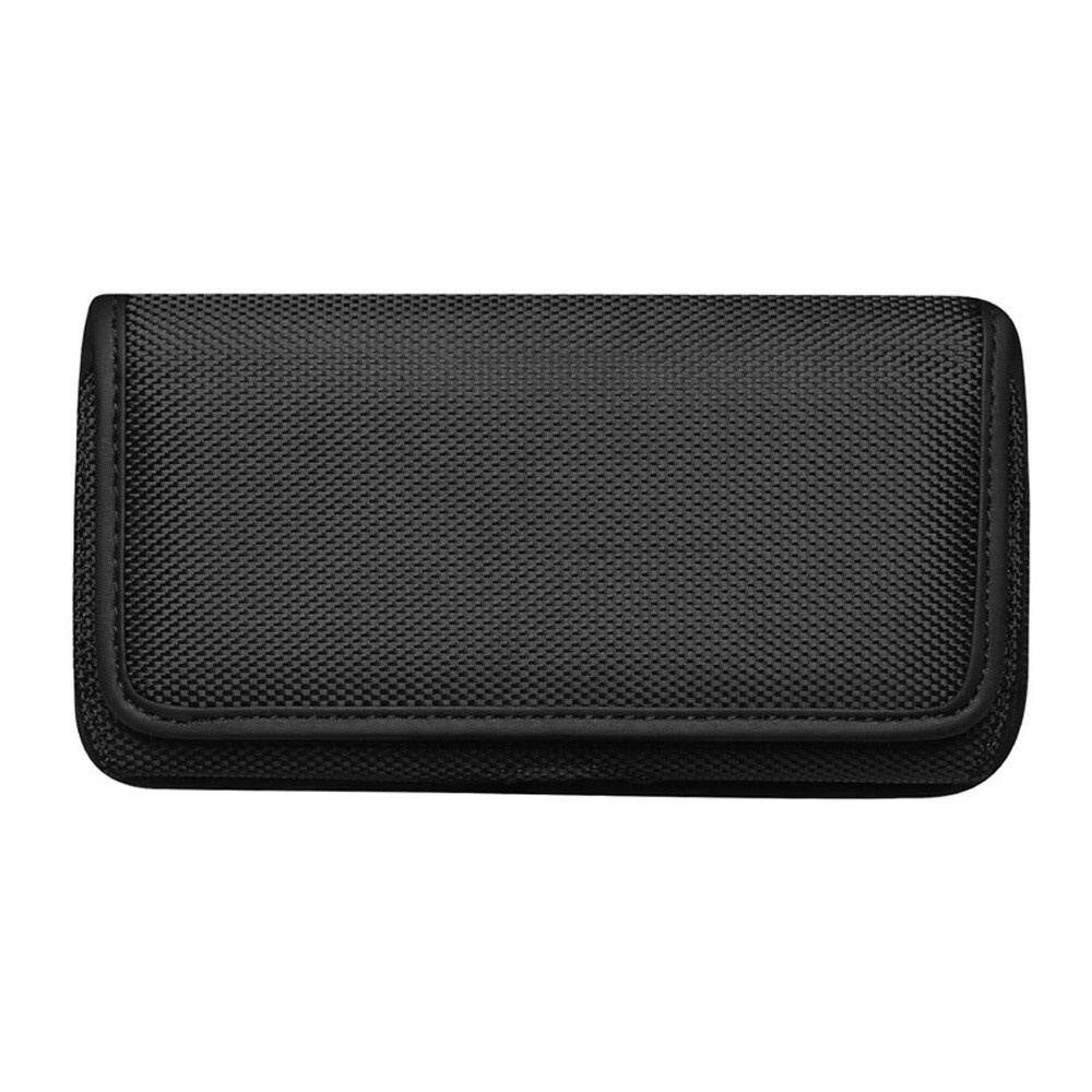 Túi đựng điện thoại đeo thắt lưng vải oxford đen đơn giản tiện lợi thích hợp cho iPhone