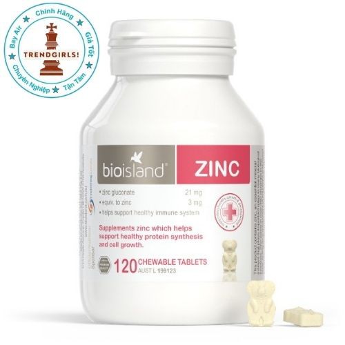 Vitamin bổ sung kẽm cho bé Bioisland Zinc, Australia (120 viên) cho trẻ từ 1 tuổi hay biếng ăn hấp thụ kém