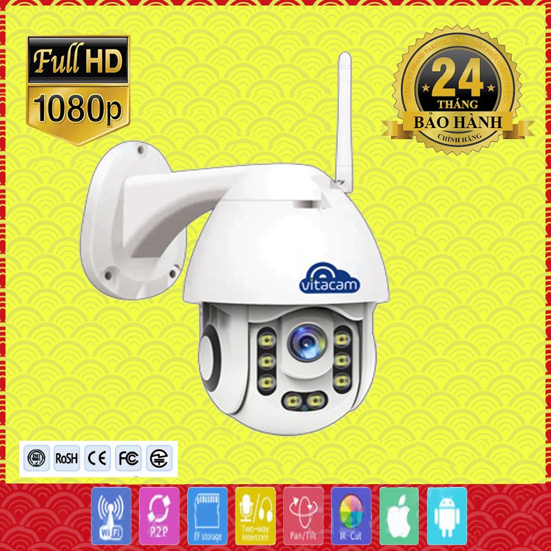 CAMERA IP WIFI PTZ NGOÀI TRỜI VITACAM DZ1080S PRO 2.0 MPX PRO XOAY 355 ĐỘ, ĐÀM THOẠI 2 CHIỀU