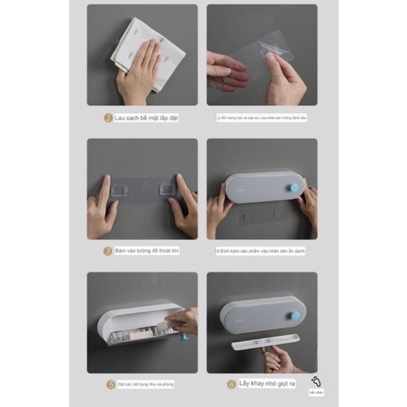 Hộp đựng xà phòng ECOCO nắp lật không khoan tường | Kệ để đồ, khay, đĩa đựng xà phòng thông minh đa năng mẫu mới