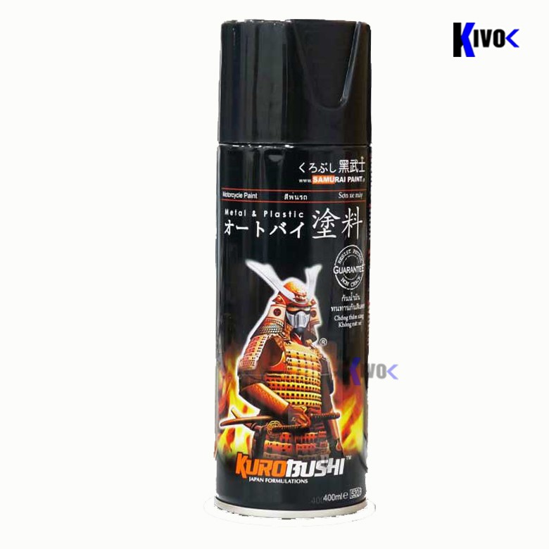 Sơn Samurai KUROBUSHI Đen Bóng 30/109 400ml - Bình Sơn Xịt Xe Máy Samurai  Màu Đen- Sơn Samurai Màu Đen Bóng- Kivo