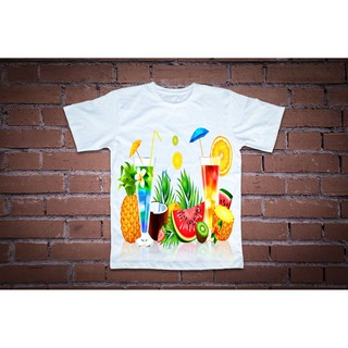 Áo thun in hình nhiều ly nước ép trái cây