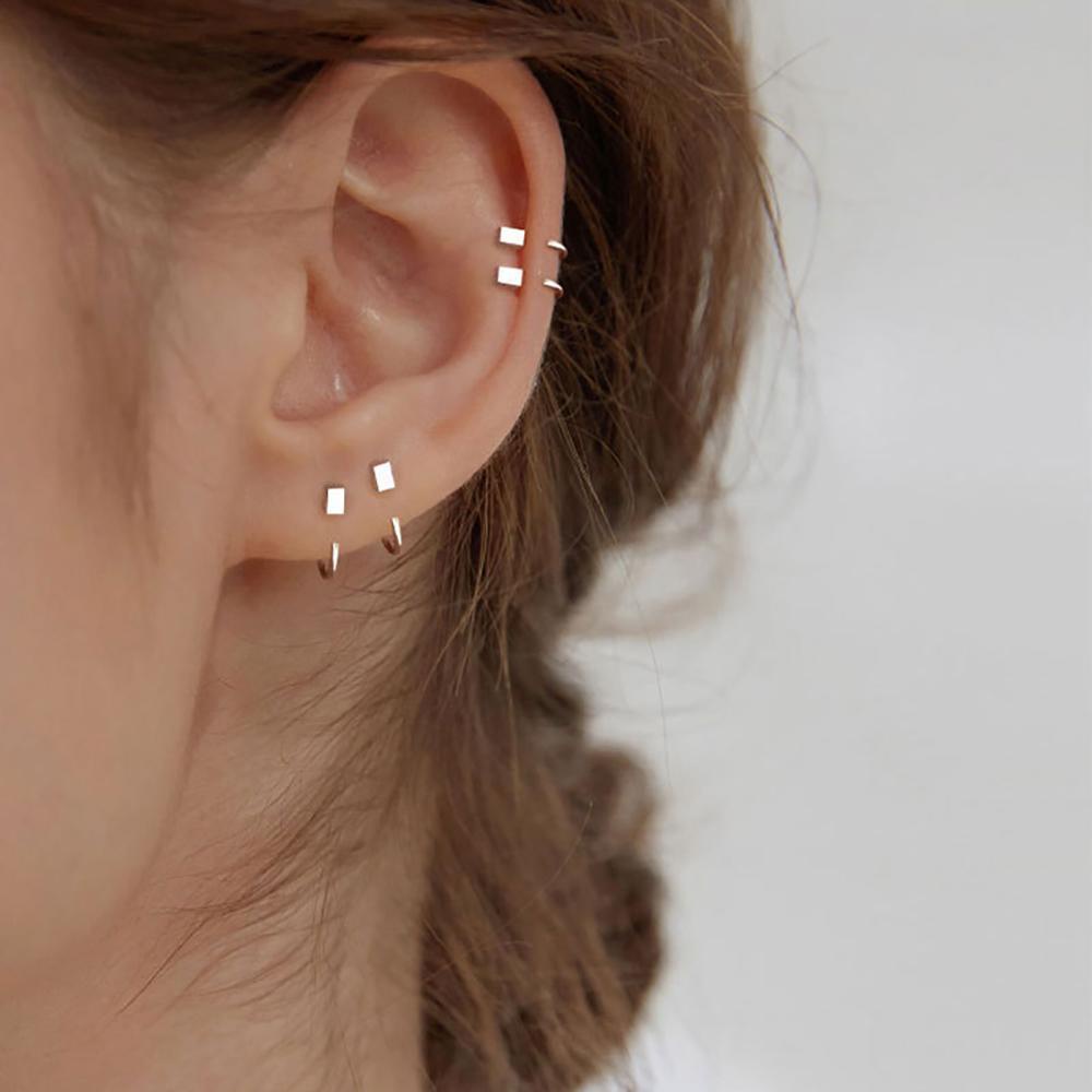 Bông Tai Hình Khối Lập Phương Nhỏ Thanh Lịch Cá Tính|Bông Tai Kim Thiết Kế Độc Đáo Thời Trang Cho Nữ