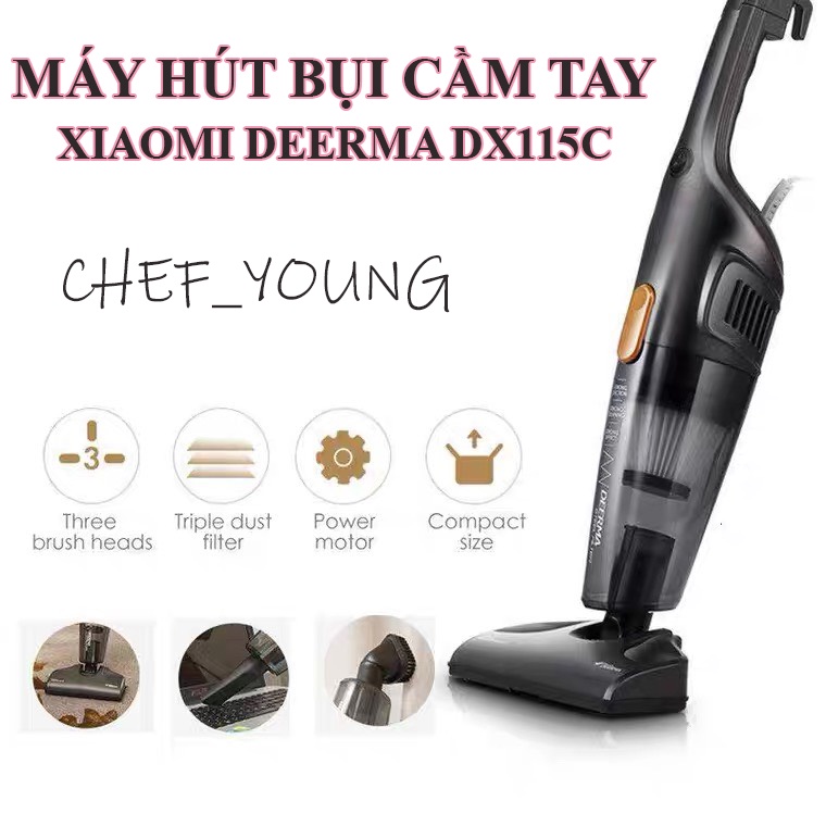 Máy hút bụi gia đình cầm tay Xiaomi Deerma DX115C- 3 CHẾ ĐỘ HÚT, LỰC HÚT MẠNH, SIÊU NHỎ GỌN
