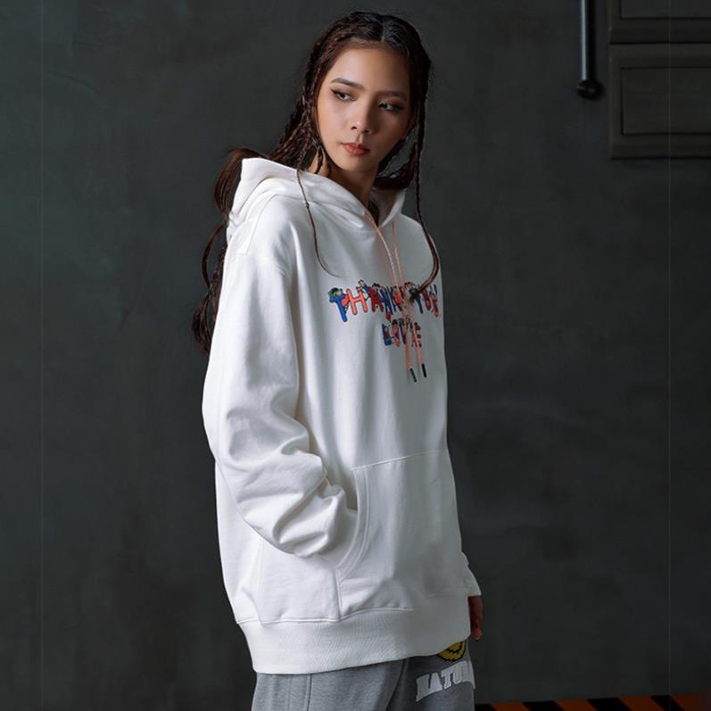 Áo hoodie trắng basic Try New Thinking, Áo nỉ bông  (N304)