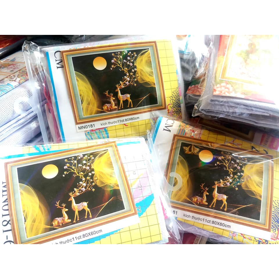 Tranh thêu chữ thập phong cảnh hươu tài lộc MHH0874 MHH0873 MN0181 TT2744 TT2748 HH0888 HH0889