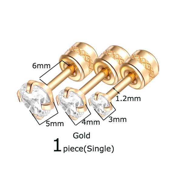 Bông Tai Bằng Thép Không Gỉ Đính Đá Zircon 16g Đẹp Mắt