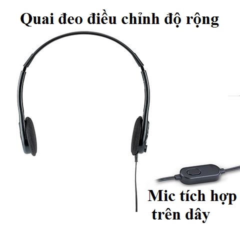 Tai nghe chụp tai có mic 1 chân cắm 3.5mm Genius HS-M200C