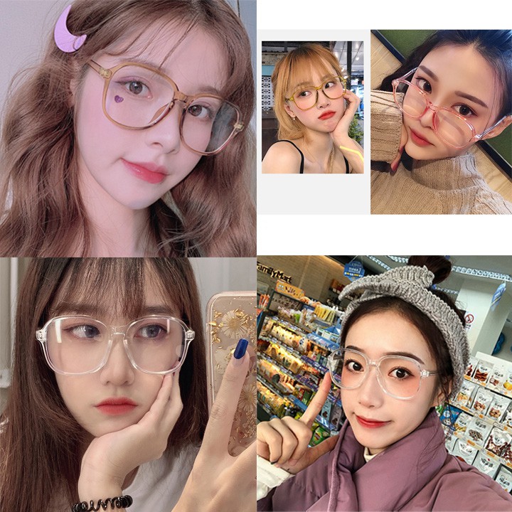 Kính Gọng Nhựa Mắt Tròn Cube 3 Màu Thời Trang Thay Được Mắt Cận