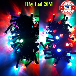 Dây đèn Led lục giác dài 20m nhấp nháy nhiều màu trang trí Sân Vườn, Gia Đình, Quán, Noel, ... Chúc Mừng Năm Mới 2023