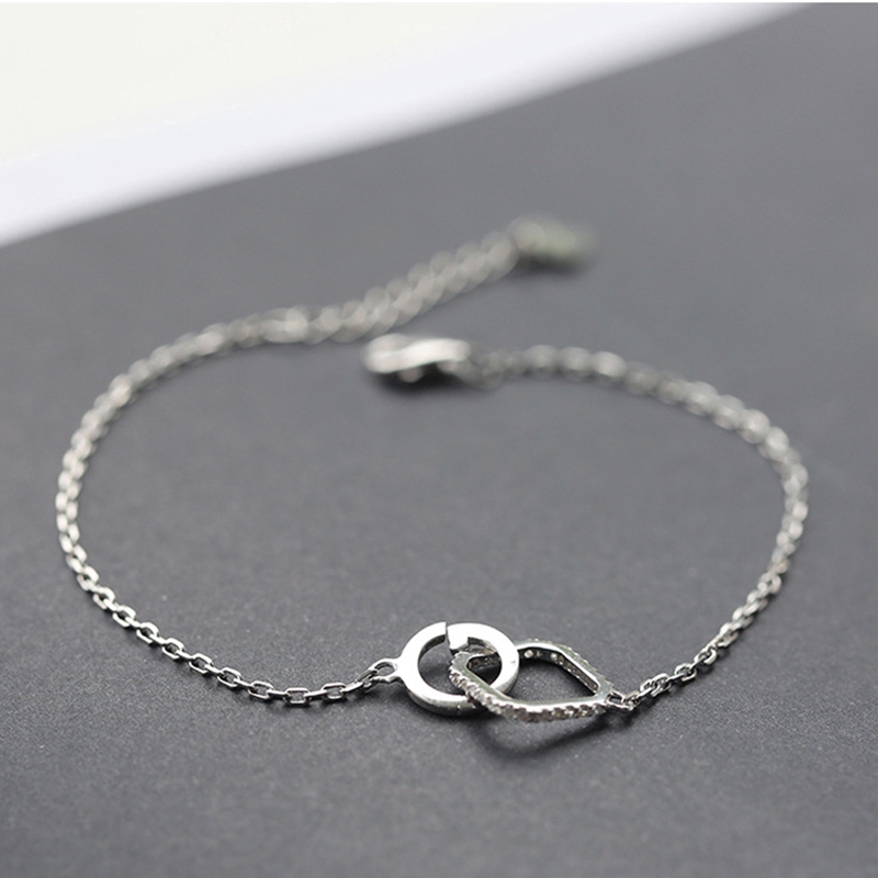 Vòng tay bạc đính đá zircon trang trí hình học phong cách Hàn Quốc cho nữ | BigBuy360 - bigbuy360.vn