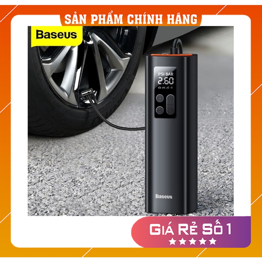 Bơm Điện Tử Cầm Tay Mini Baseus Bơm Lốp Oto Xe Máy Siêu Nhỏ Cần Thiết Cho Đi Phượt Kèm Chức Năng Nén Khí Bản 2022