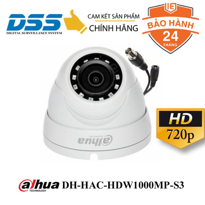 Camera HDCVI 1MP Dahua DH-HAC-HDW1000MP-S3 HÀNG CHÍNH HÃNG(BH 24TH)