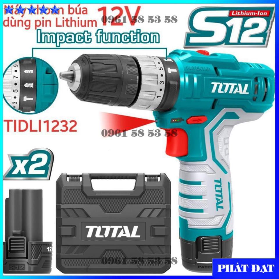 [Chính hãng TOTAL] Máy khoan búa dùng pin Lithium 12V tOTAL TIDLI1232 (HĐ)