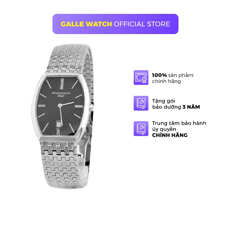 Đồng hồ Romanson Men Watch EM9250CMWBK nam mặt mỏng kính Sapphire chống xước máy Thụy Sĩ dây thép cao cấp chính hãng