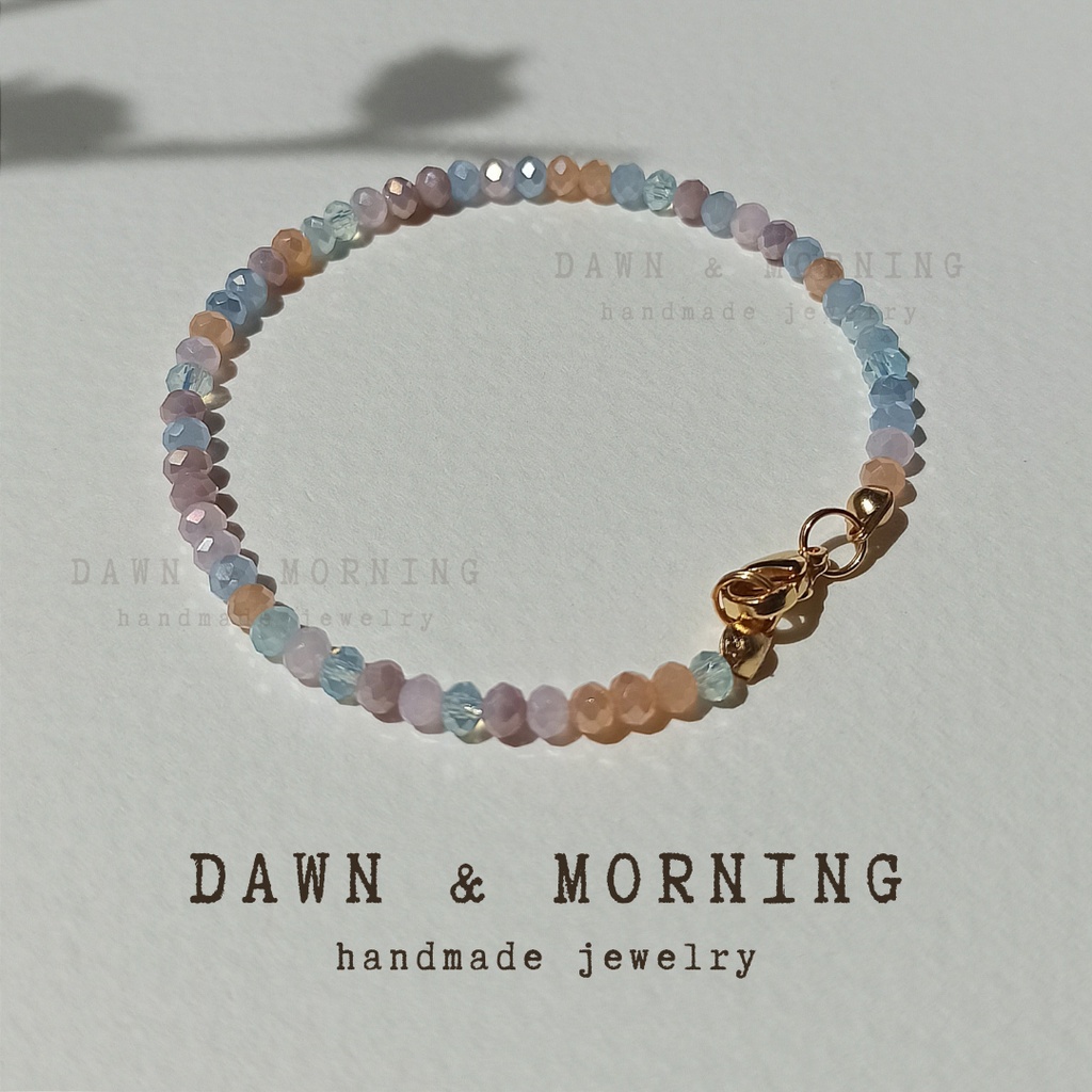 Kẹo bubble gum ~3-4mm - Vòng tay nữ bằng hạt pha lê thủy tinh phối màu phong cách ngọt ngào, nữ tính, đơn giản