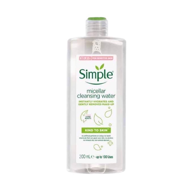 Combo Simple Tẩy trang 200ml + Sữa rửa mặt 150ml + Nước hoa hồng 200ml cho da ẩm mịn đàn hồi