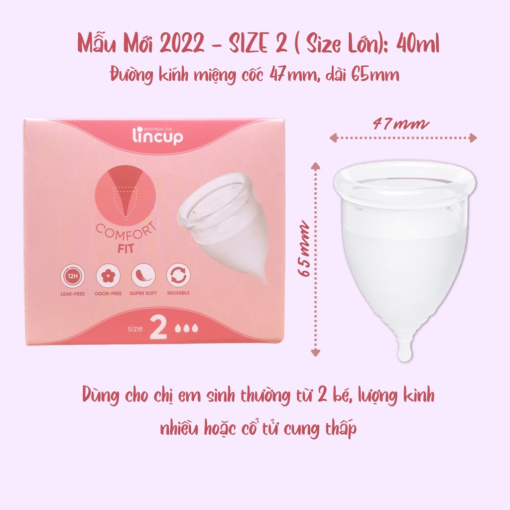 Cốc Nguyệt San LinCup Sesitive Lincup+ size lớn Cốc Nguyệt San Nhập Khẩu Mỹ 100% Chính Hãng