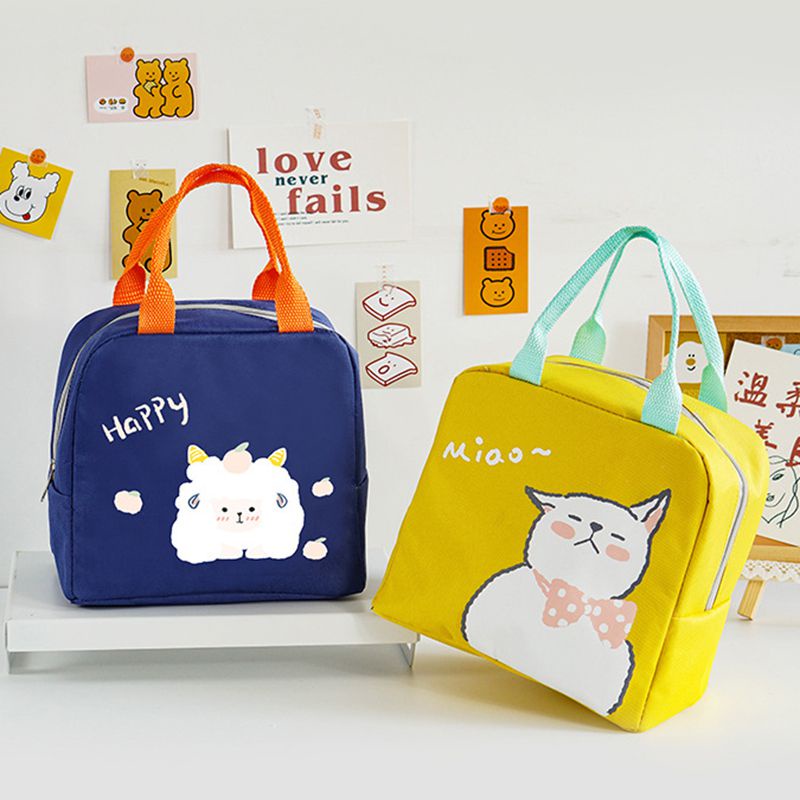 Túi đựng hộp cơm giữ nhiệt chống nước họa tiết hoạt hình tiện dụng khi đi dã ngoại